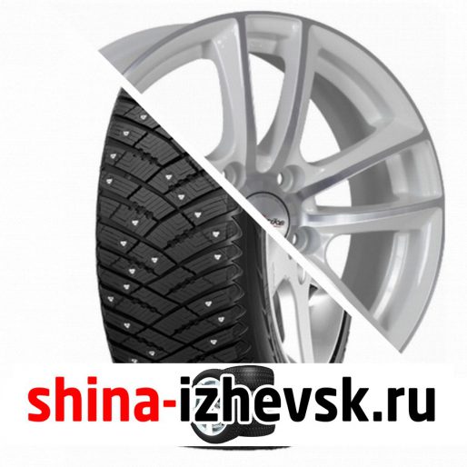 Колесо в сборе Goodyear Ultra Grip Ice Arctic 215/65 R16 T 98 + X-trike X116 6.5xR16 5×114.3 ET45 DIA60.1 Глянцевый белый с полированной лицевой частью в Ижевске